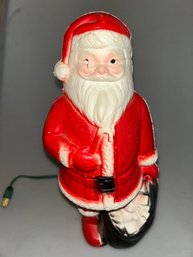 Vintage 1950's Dapol Industries Santa Candy Cane Toy Sack Blow Mold Light C