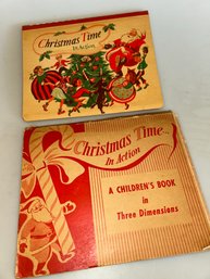 Christmas Time In Action Pop Up Book Vintage 1949 Antique Holiday Illustrated