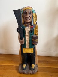 WOOD-CARVED NATIVE AMERICAN FIGURE