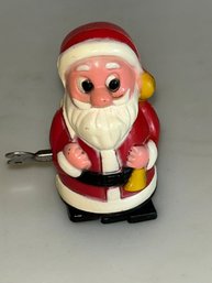 Vintage Wind Up Plastic Walking Santa Claus Toy