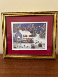 Framed Collectible Art Print Titled 'Now Dash Away' By American Folk Artist Mary Ann Vessey