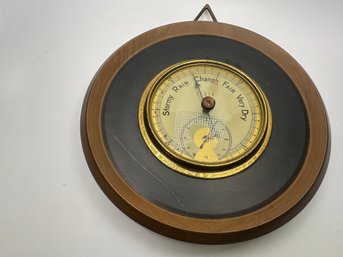 Vintage Wood And Metal Barometer