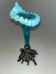 Vintage Blue Opalescent Epergne