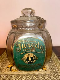 Antique Patterson Tuxedo Tobacco Paper Label Glass Humidor Jar