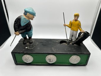 Cast Iron Birdie Putt Mechanical Golfer Coin Bank.