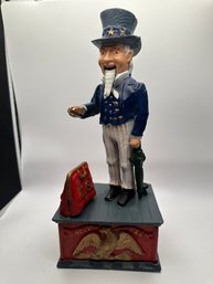 Cast Iron Mechanical Uncle Sam Coin Bank