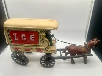 Cast Iron Horse-drawn Ice Wagon Toy