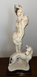 Giuseppe Armani  Art Deco Lady With Dog Figurine