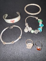 Lot Of Sterling Bracelets & Rings