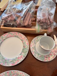 Christopher Stuart Set Of China And Matching Flatware 6 Piece Service For 6 With Extras