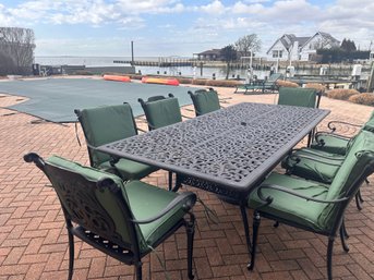 Patio Table With 8 Chairs And Cushions, Umbrella