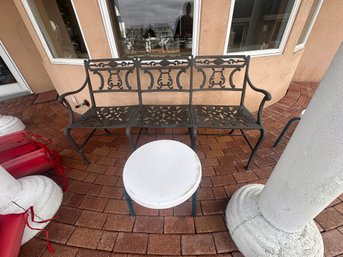 Cast Aluminum Love Seat And Small Table