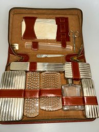 Vintage Men's Travel Grooming Kit  In Leather Case
