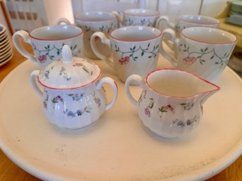 Lot Of SIX Cups Creamer Sugar Johnson Brothers 'Summer Chintz'