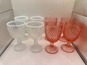 Lot Of EIGHT Hobnail Goblets Vintage