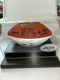 New York Jets Autographed Wilson NFL Football In A Display Case.