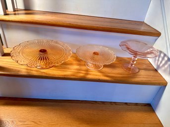 Lot Of Three Cake Stands Depression Glass