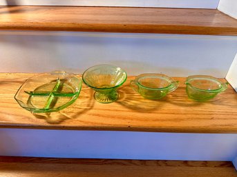Assorted Green Depression Glass