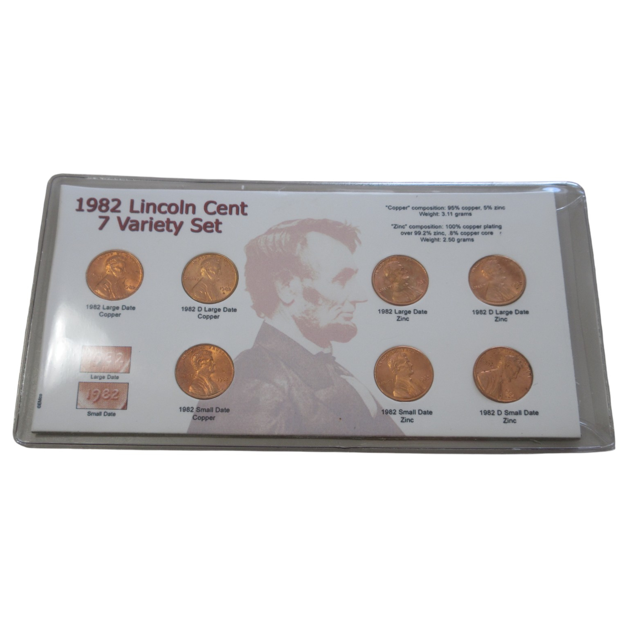 1982 Lincoln Cent 7 Variety Set Collection #15278 | Auctionninja.com