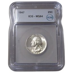 1947 Washington Quarter ICG MS64 Certified