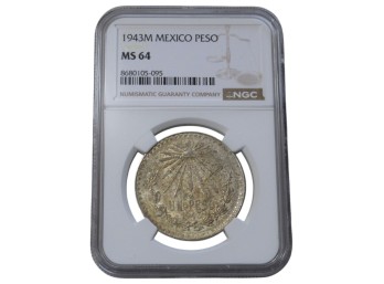 1943M Mexico 1 Peso MS64 By NGC