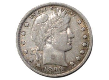 1893 Barber Quarter Dollar US
