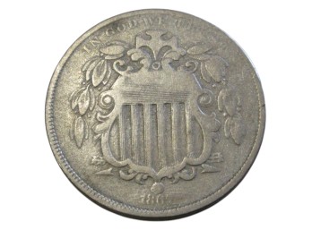 1867 Shield Nickel 5 Cents Coin