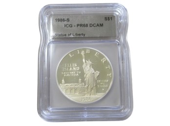 $1 Silver State Of Liberty 1986-s ICG PR68DCAM