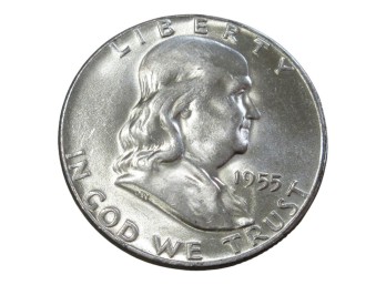 1955 Franklin Half Dollar Silver Coin