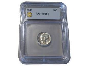 1941 Mercury Dime ICG MS 64