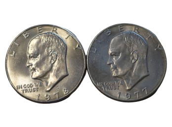 1977-D & 1978-D Denver Eisenhower Clad Dollars Lot Of 2