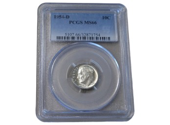 1954-D Denver Roosevelt Silver Dime PCGS MS66