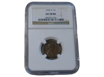 1932-D Denver Lincoln Wheat Cent NGC AU58 BN