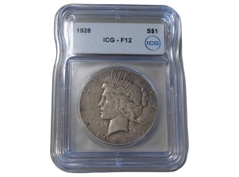 Key Date $1 1928 Philadelphia Peace Silver Dollar ICG F12