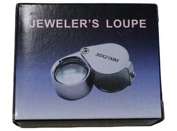 30X 21mm Folding Jeweler's Loupe Magnifier Silver Tone