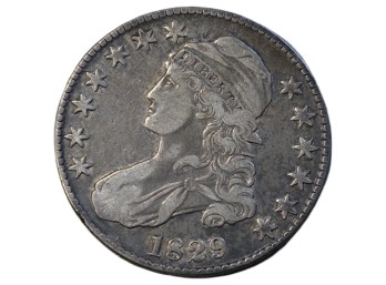 1829 Small Letters Capped Bust Silver Half Dollar 50C