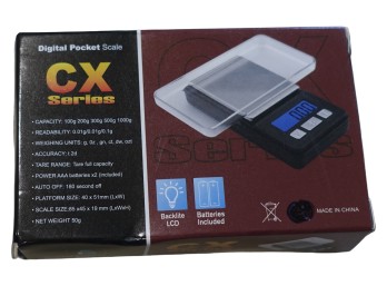 CX Series Digital Pocket Scale 1000g X 0.1g Backlit LCD Black