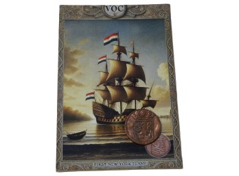 VOC Duit Copper First New York Penny With Display Card