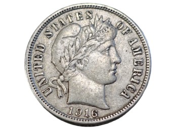 1916 Philadelphia Barber Silver Dime