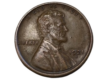 1921-S San Francisco Lincoln Wheat Copper Cent
