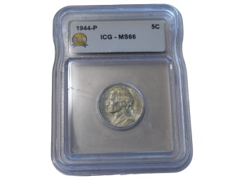 1944-P Philadelphia Jefferson Silver Nickel ICG MS66