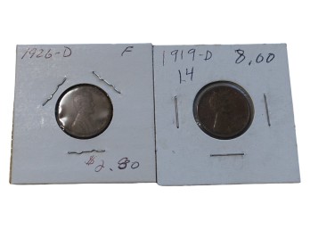 1919-D & 1926-D Denver Lincoln Wheat Copper Cents