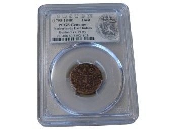 1795-1840 Netherlands East Indies Boston Duit PCGS Genuine Boston Tea Party