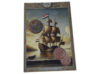 VOC Duit First New York Penny Copper Token With Display Card