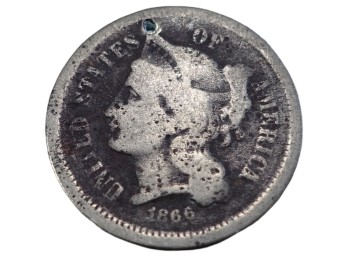 1866 US Three Cent Nickel Piece
