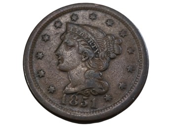 1851 Braided Hair Large Cent High Grade