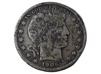 1906 Barber Silver Half Dollar Philadelphia