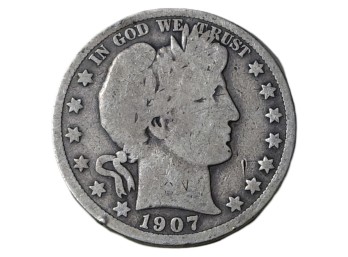 1907 Barber Silver Half Dollar Philadelphia