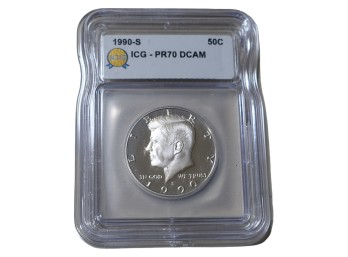 1990-S San Francisco Kennedy Silver Half Dollar ICG PR70 DCAM