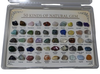 50 Natural Gemstone Collection Set With Display Box